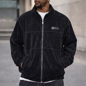 Southpole XXL Black Velour Track Jacket Full Zip Y2K Hip Hop Oversized